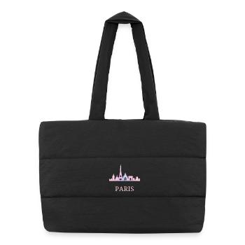 Ambiance pastel de la silhouette de la ligne d’horizon de Paris - Sac shopping matelassé - noir - Devant