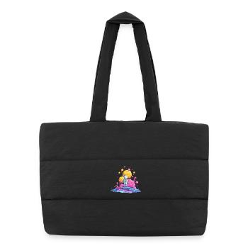 Astronaute sur une planète en couleur - Sac shopping matelassé - noir - Devant