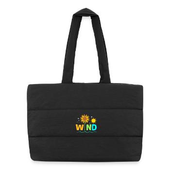 Éolienne, énergie éolienne, énergie éolienne - Sac shopping matelassé - noir - Devant