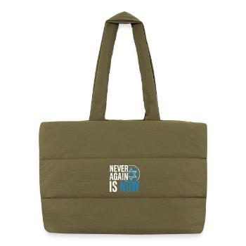 Mémoire de l’Holocauste avec l’étoile de David - Sac shopping matelassé - safari green - Devant