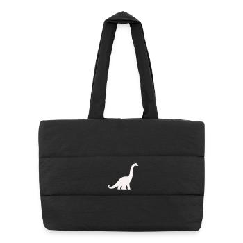 Silhouette de dinosaure à long cou - Sac shopping matelassé - noir - Devant