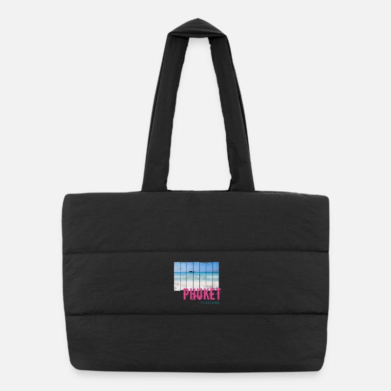 Phuket en Thaïlande Souvenir vintage de vacances à la plage Sac shopping matelassé