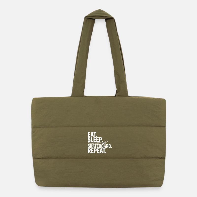 Eat. Sleep. Skateboard. Repeat. Puffer Shopping Bag