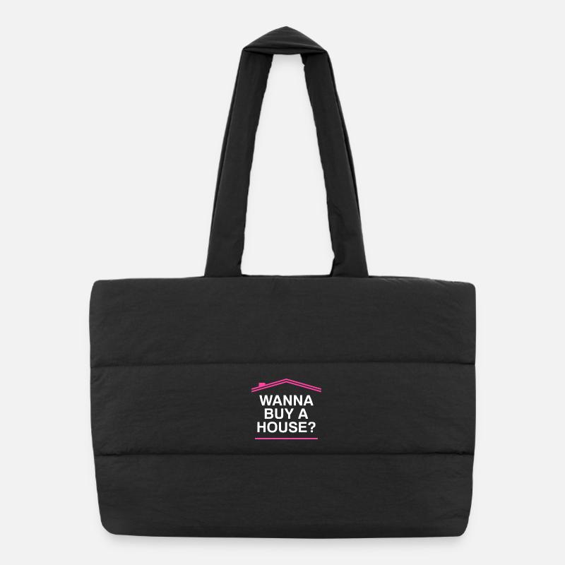 Acheter une maison ? Agent immobilier drôle - Sac shopping matelassé - noir