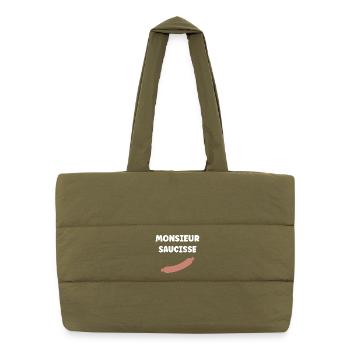 Monsieur Saucisse - Sac shopping matelassé - safari green - Devant