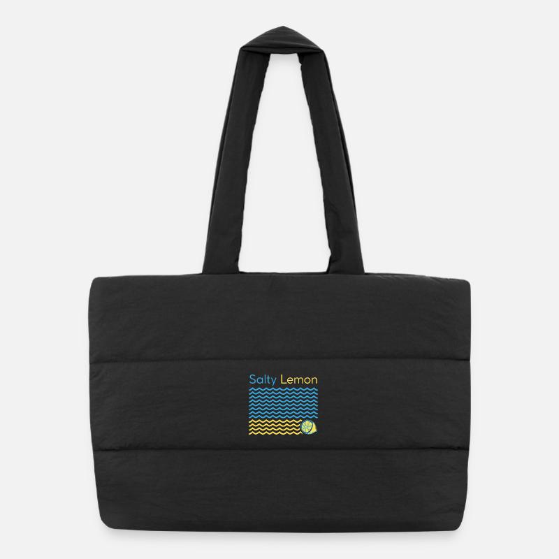 Salty Lemon Coastal Print Puffer Shopping Bag