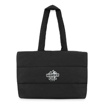 Wanderfull Life, Pun Hiking Mountain Adventure - Puffer Shopping Bag - black - Front