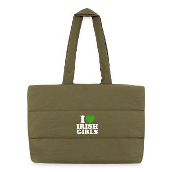 I Heart Irish Girls - Puffer Shopping Bag - safari green - Front