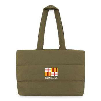 Flag Red White Yellow Barcelona Patriotic Banner - Puffer Shopping Bag - safari green - Front