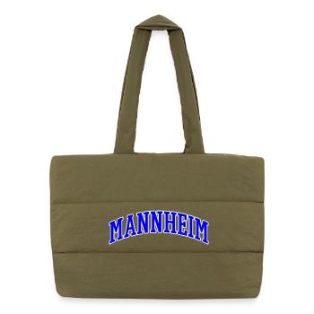 Mannheim Lettering Blue White - Puffer Shopping Bag - safari green - Front
