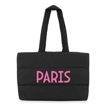 Paris France - Sac shopping matelassé - noir - Devant