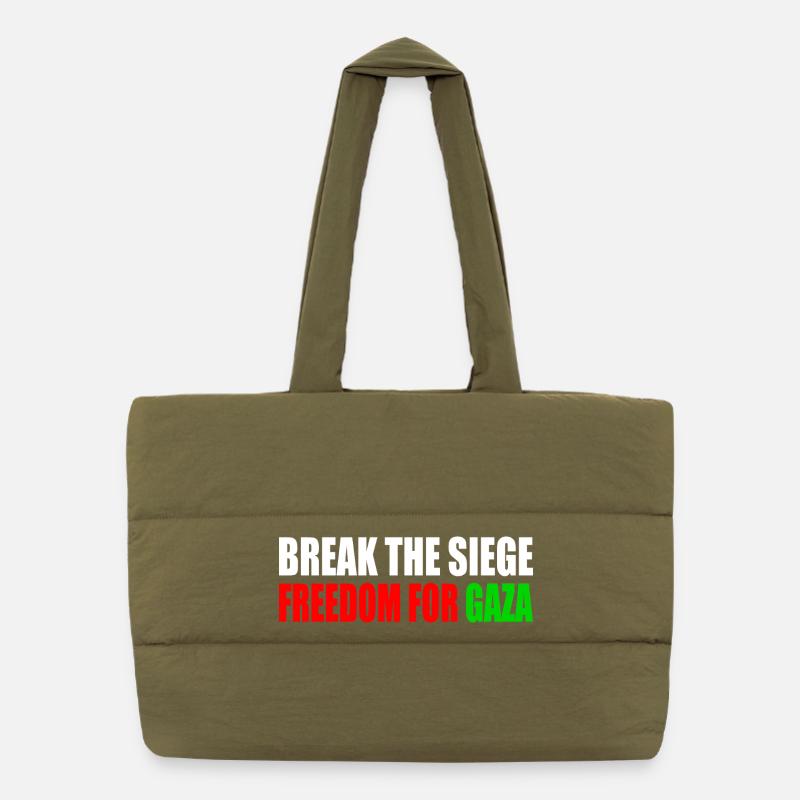 break the siege freedom for gaza Puffer Shopping Bag