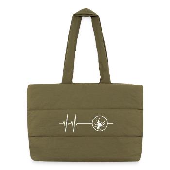 Heartbeat spider in a circle - Puffer Shopping Bag - safari green - Front