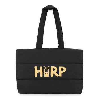 Harp Lyre Music Lover Graphic - Puffer Shopping Bag - black - Front