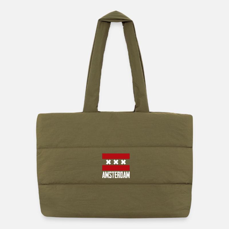 Amsterdam X Gestreiftes Emblem Puffer-Einkaufstasche