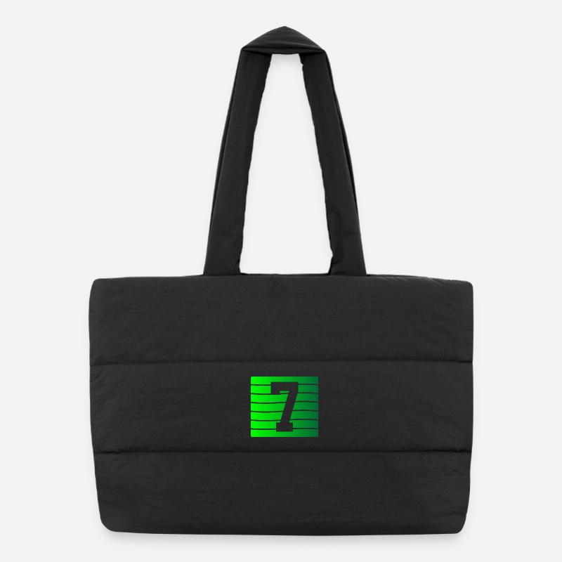 Green Stripe-7 Contrast Design Puffer Shopping Bag