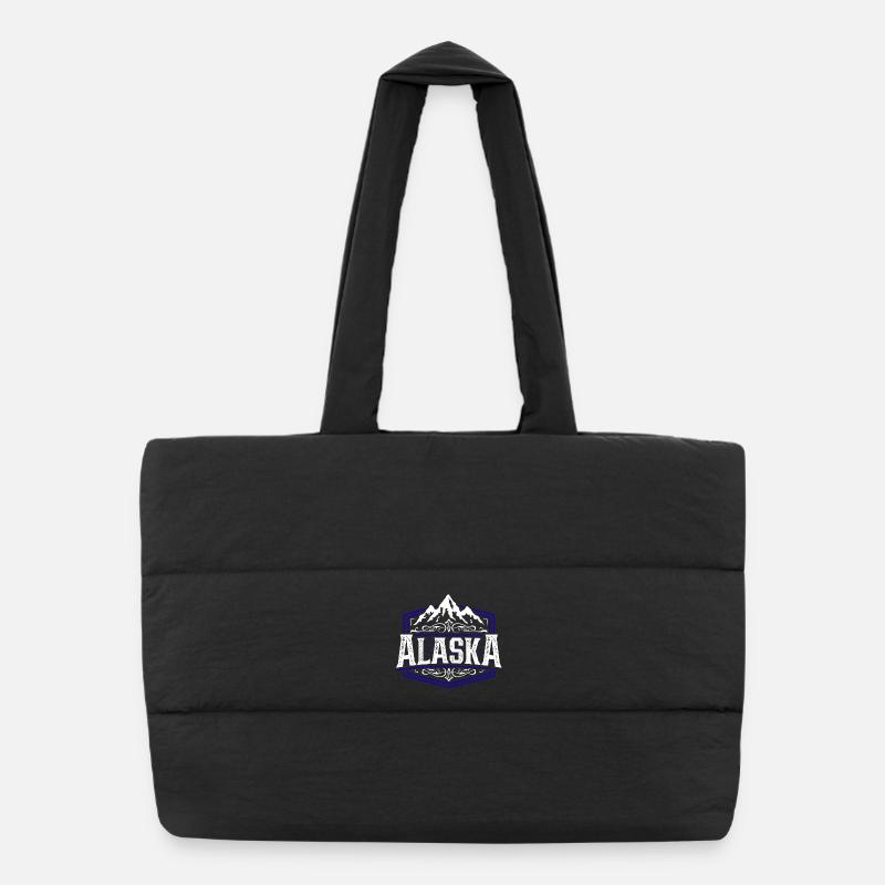 Alaska | Alaska Typografie - Puffer-Einkaufstasche - Schwarz