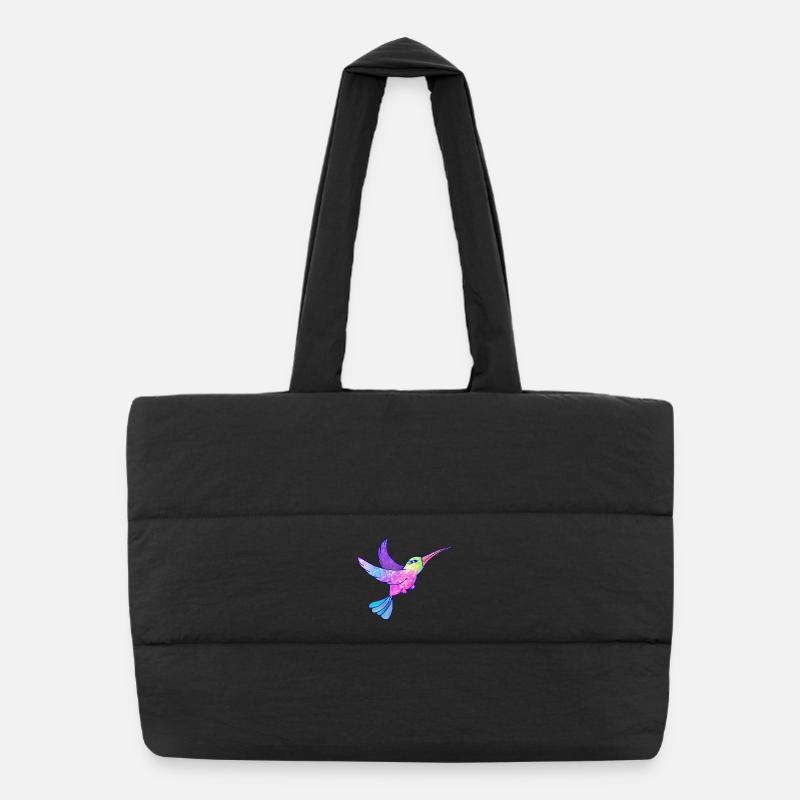 Kolibri Vogel niedliche Tiere - Puffer-Einkaufstasche - Schwarz