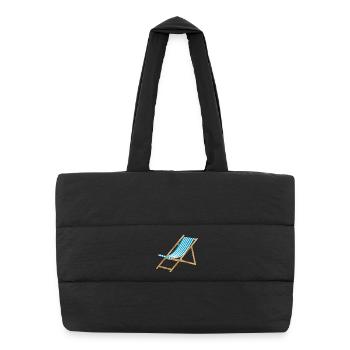 chaise longue marine rayée bleu blanc - Sac shopping matelassé - noir - Devant