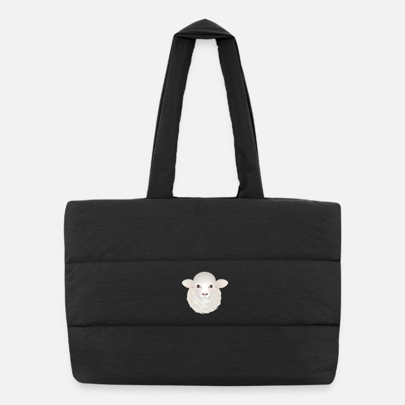 Drôle de mouton avec des pelotes de laine comme corps Sac shopping matelassé