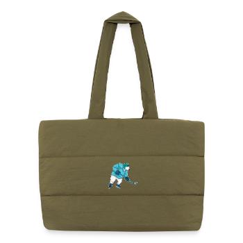 Polar Bear Ice Hockey Ice Hockey Stick - Puffer Shopping Bag - safari green - Front