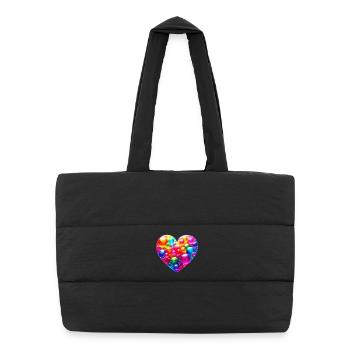 Colorful Heart - Puffer Shopping Bag - black - Front