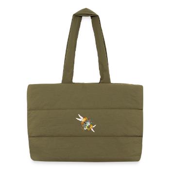 Two flying bees hand drawn - Puffer Shopping Bag - safari green - Front