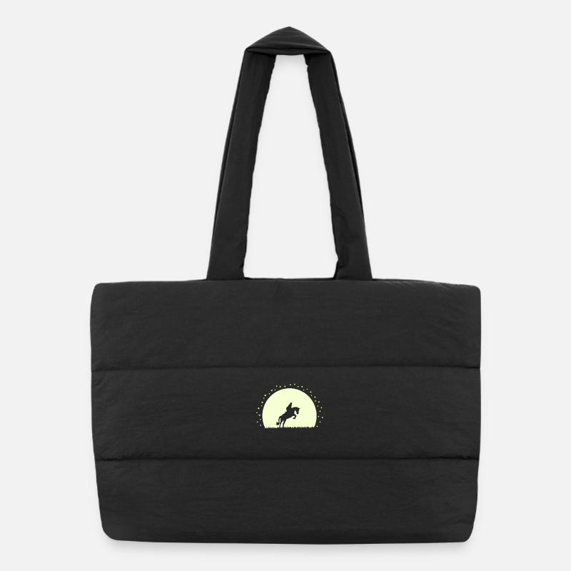 Silhouette Cheval Équestre Nocturne - Sac shopping matelassé - noir