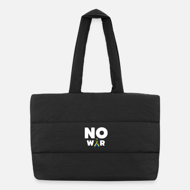 Texte « Pas de guerre » avec ruban de solidarité ukrainien Sac shopping matelassé