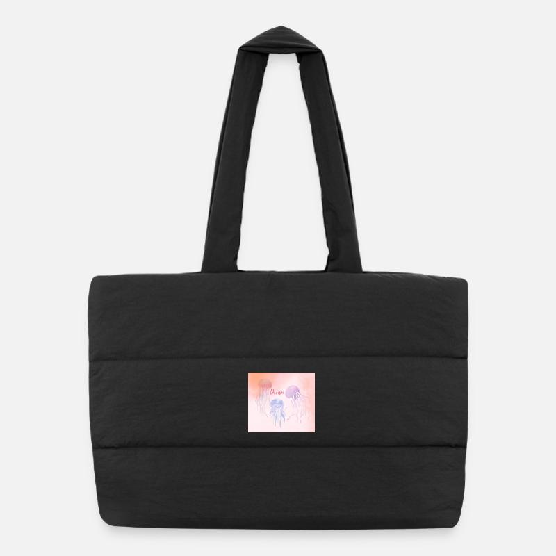 Pastel Dream Jellyfish - Puffer Shopping Bag - black