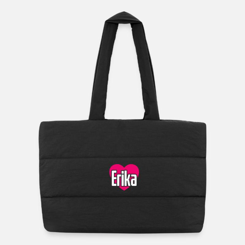 I Love Erika Pinkes Herz Ich liebe Erika Puffer-Einkaufstasche