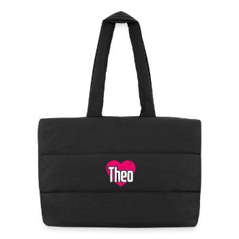 I Love Theo Pink Heart I Love Theo - Puffer Shopping Bag - black - Front