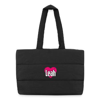 I Love Leah Pink Heart I Love Leah - Puffer Shopping Bag - black - Front