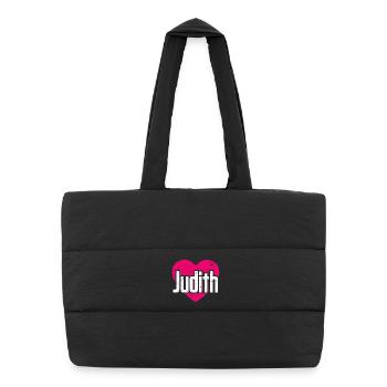 I Love Judith Pinkes Herz Ich liebe Judith - Puffer-Einkaufstasche - Schwarz - Vorne
