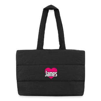I Love James Pink Heart I Love James - Puffer Shopping Bag - black - Front