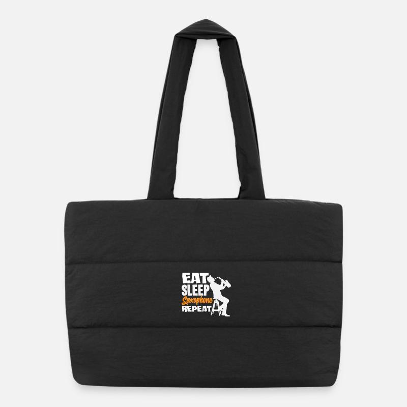 Eat Sleep Saxophone Repeat Saxophonist Puffer-Einkaufstasche
