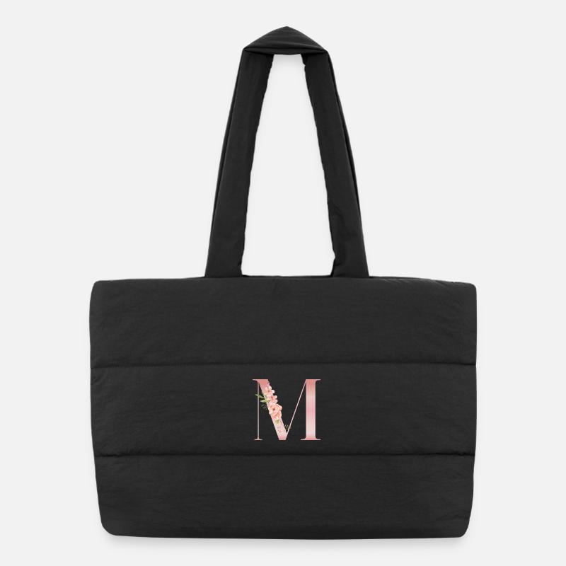 M pastel pink flowers Puffer Shopping Bag