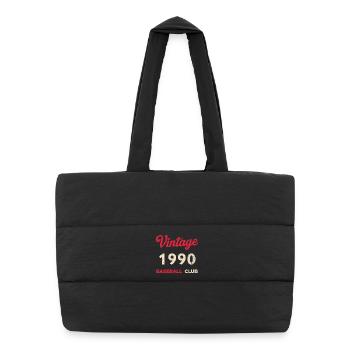 Vintage 1990 – Baseball Club Retro Birth Year - Puffer Shopping Bag - black - Front