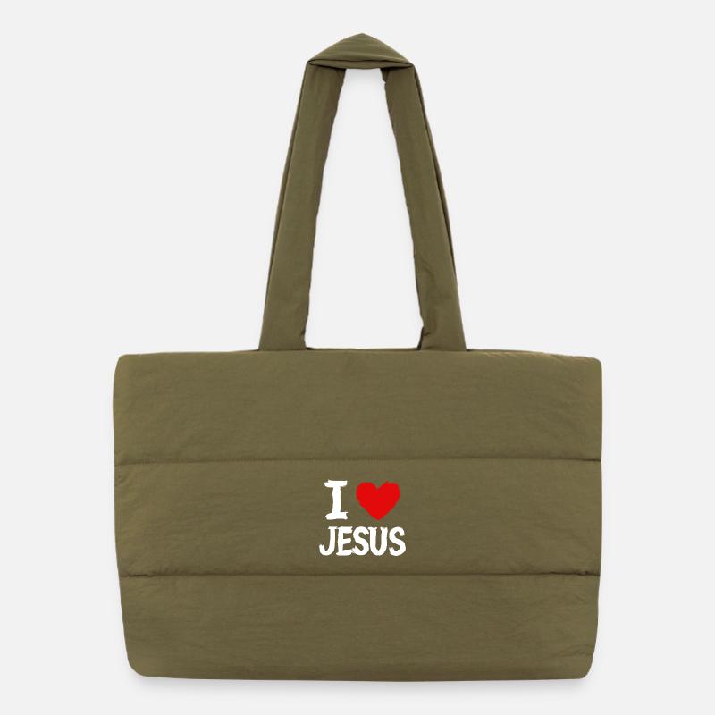 Ich liebe Jesus Puffer-Einkaufstasche