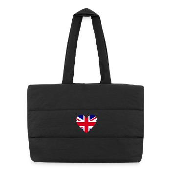 Herzflagge Großbritannien - Puffer-Einkaufstasche - Schwarz - Vorne