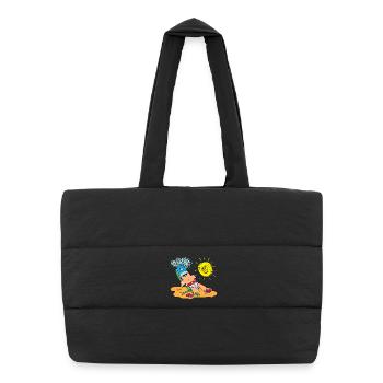 Sunny Beach Lounger Cartoon - Puffer-Einkaufstasche - Schwarz - Vorne