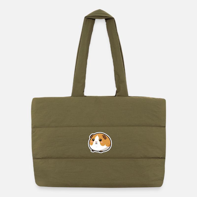 Meerschweinchen Kopf Sticker Puffer-Einkaufstasche
