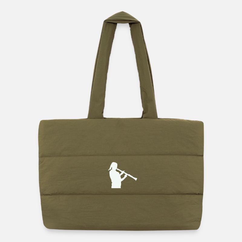 Silhouette mit Klarinette Puffer-Einkaufstasche