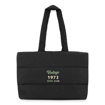 Cadeau rétro de l’année de naissance vintage du club de lecture 1973 - Sac shopping matelassé - noir - Devant