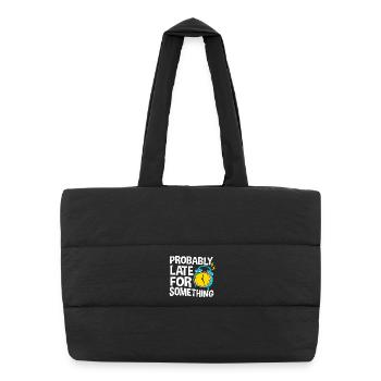 Procrastinationlazy lazy lazy lazy - Puffer Shopping Bag - black - Front