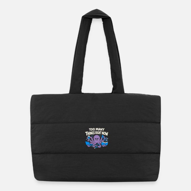 Pieuvre drôle surstimulée Sac shopping matelassé