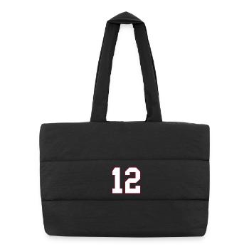 12 Numéro du maillot universitaire Imprimé - Sac shopping matelassé - noir - Devant