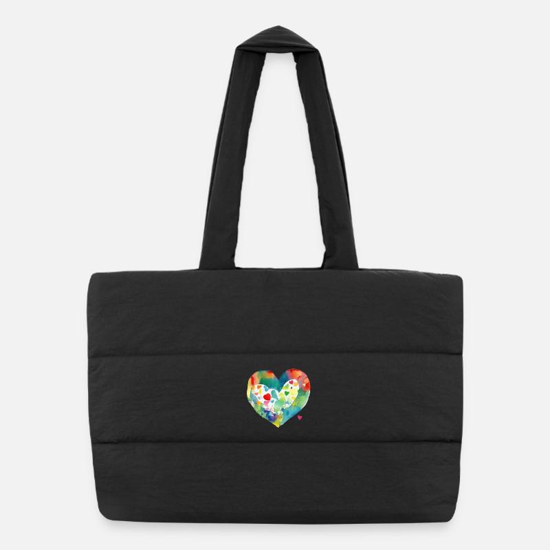 Cœur - Sac shopping matelassé - noir