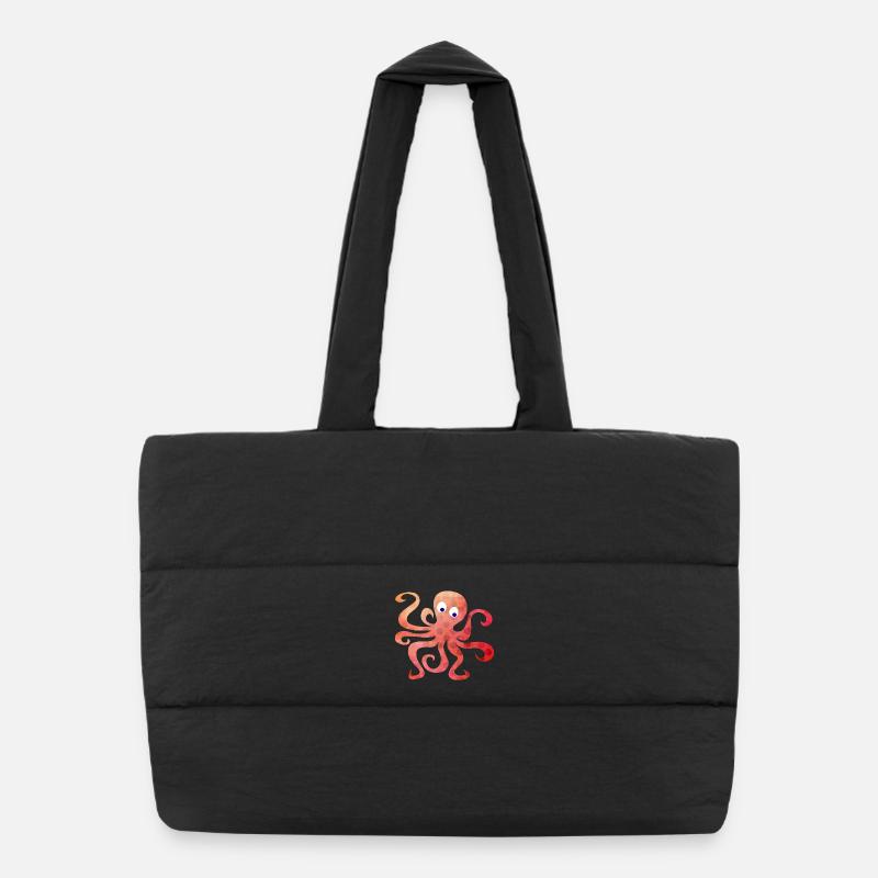 Oktopus Dots Punkte Tintenfisch Tentakel Comic Puffer-Einkaufstasche