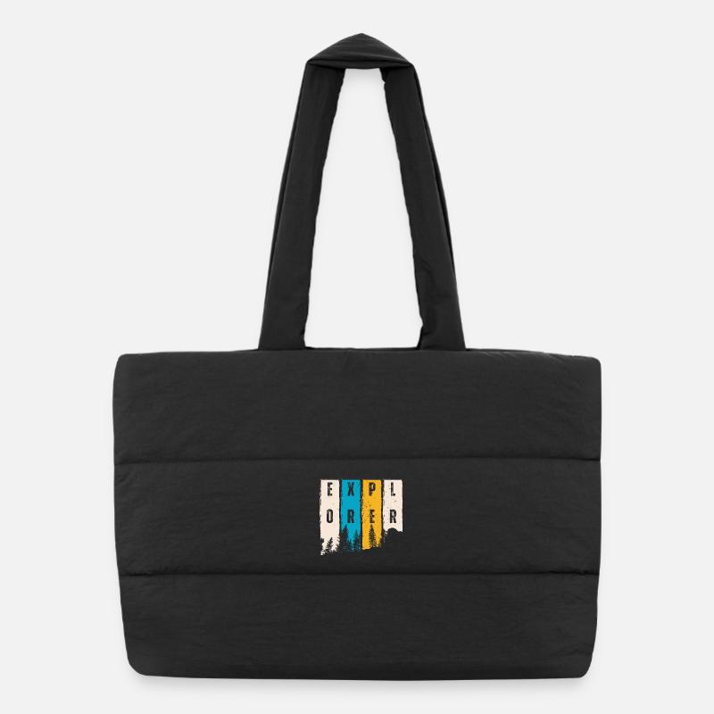 Explorer Forest Arbres Silhouette - Sac shopping matelassé - noir